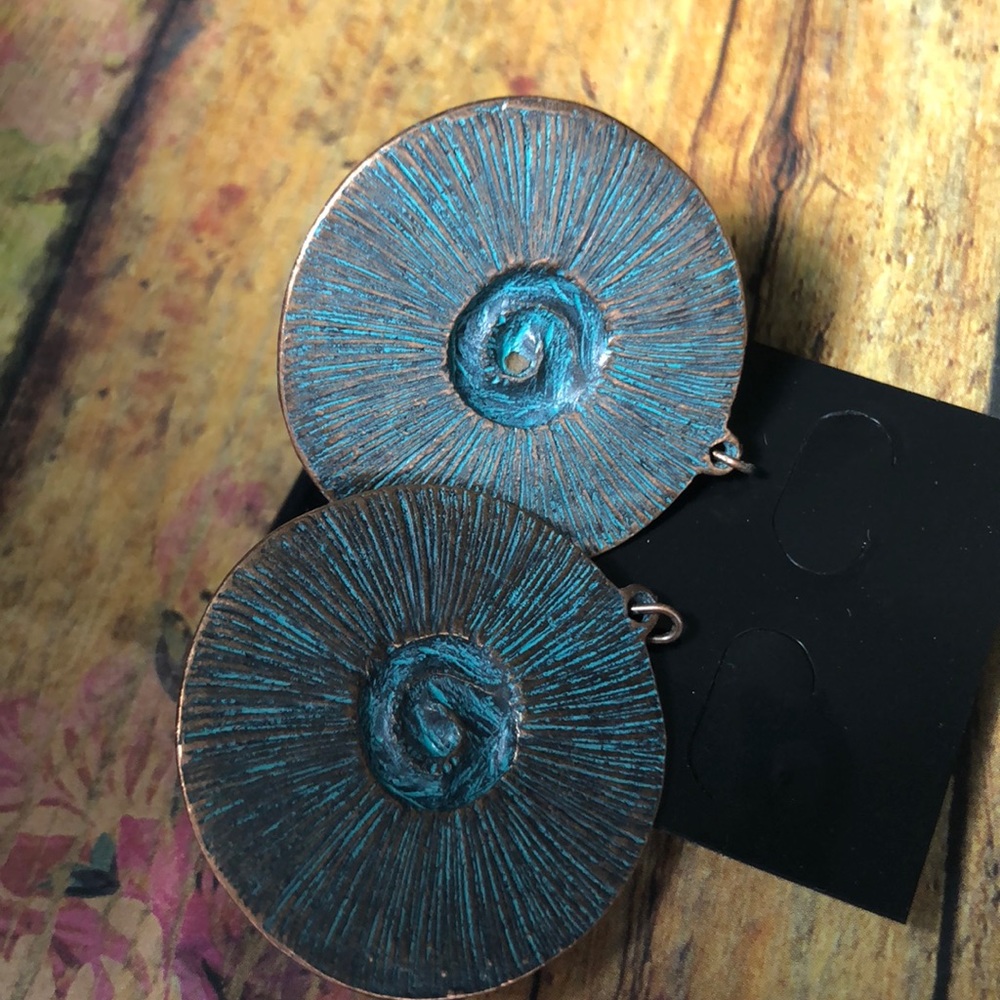 Turquoise/copper discs earrings NWT - Picture 4 of 6
